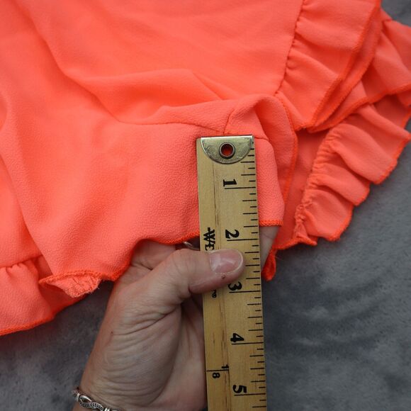 Coco Avante Romper Womens S Orange Sleeveless V Neck Ruffled Hem Casual Outfit - Picture 8 of 16